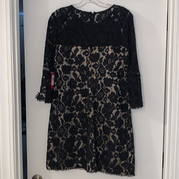 NWT Vince Camuto Black Lace Dress with Nude Underlay. 3/4 sleeve. Fully lined. - Picture 11 of 13